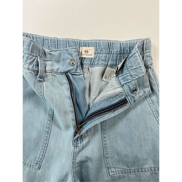 AG Adriano Goldschmied High Rise Barrel Jean Paperbag Roxbury Silk Blend Size 24 - Picture 3 of 9